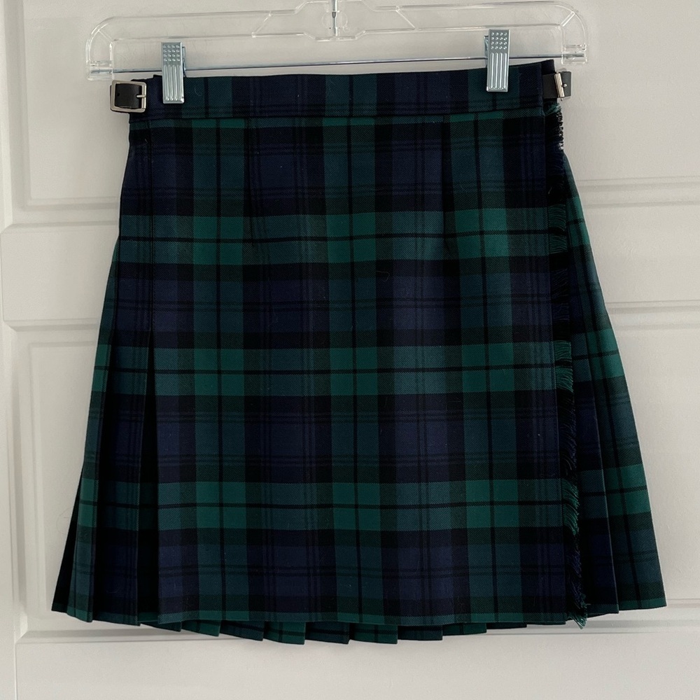 James Pringle Weavers Black Watch Tartan Kilt Skirt Girls 12 Scotland Wool New